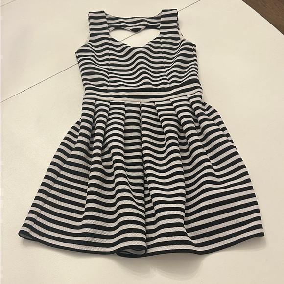 Poof Girl Other - Chic Striped Kids Dress in Black and White